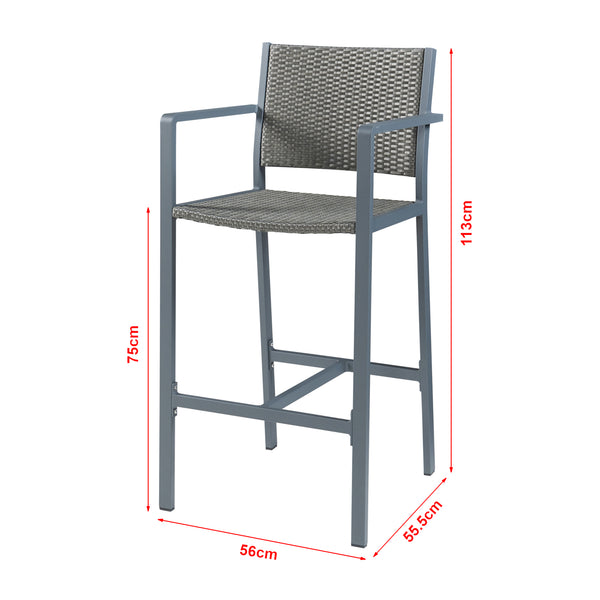 Juego de bistró Avise 1 mesa de bar con 2 taburetes altos - Antracita/Gris oscuro [casa.pro]