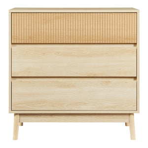 Kommode Landskrona 80x80x40 cm med 3 skuffer i egetræslook [en.casa]
