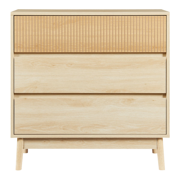 Kommode Landskrona 80x80x40 cm med 3 skuffer i egetræslook [en.casa]