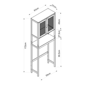 Toiletskab Tervola 172x63x27 cm sort/bambus [en.casa]