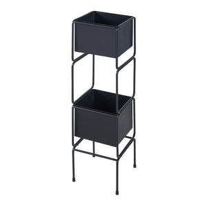 Planteholder Sveio 2 stk. sæt Metal Sort [en.casa]