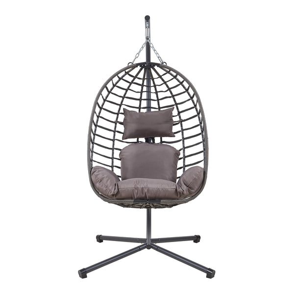 Kandsvas hængestol med stel 198x110x95 cm grå [en.casa]