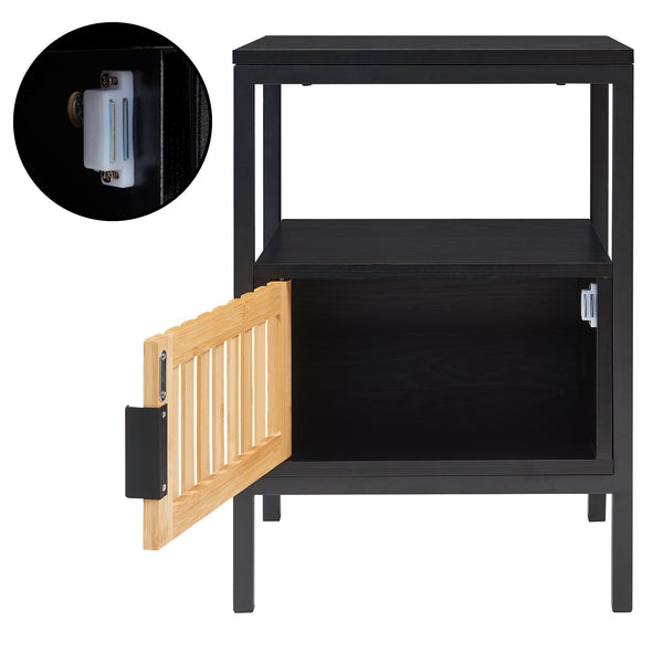 Sengebord Luniehti 58x40x33 cm sort/natur [en.casa]