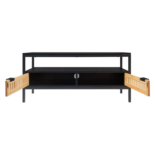 Sofabord Luniehti 100x40x48 cm sort/natur [en.casa]