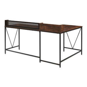 Skrivebord Frelvepirg med bagplade L-formet 165x110x75 cm valnød [en.casa]