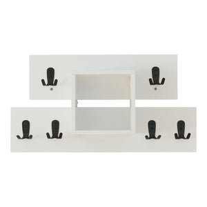Vægknagerække Vänd med hylde 32x60x14 cm Hvid [en.casa]