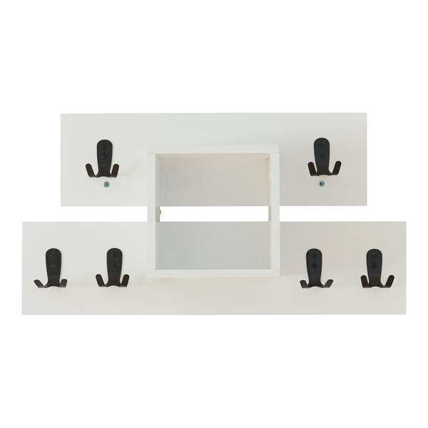 Vægknagerække Vänd med hylde 32x60x14 cm Hvid [en.casa]