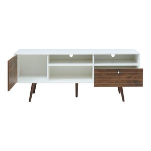TV-møbel Vare 165x40x66 cm hvid/valnøddetræ [en.casa]