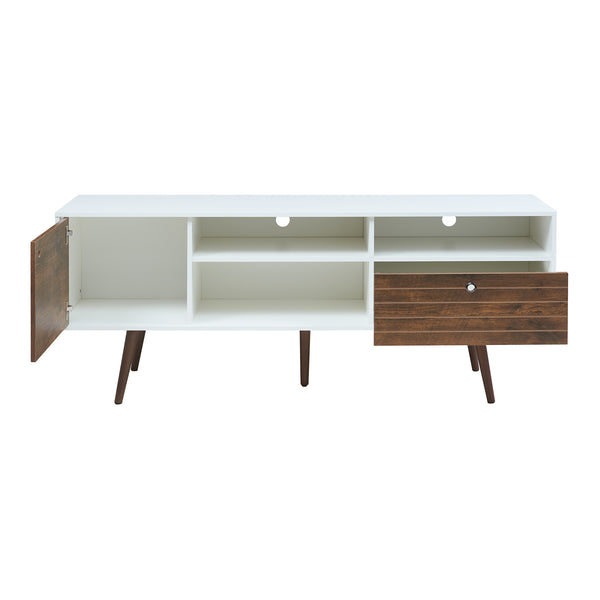 TV-møbel Vare 165x40x66 cm hvid/valnøddetræ [en.casa]