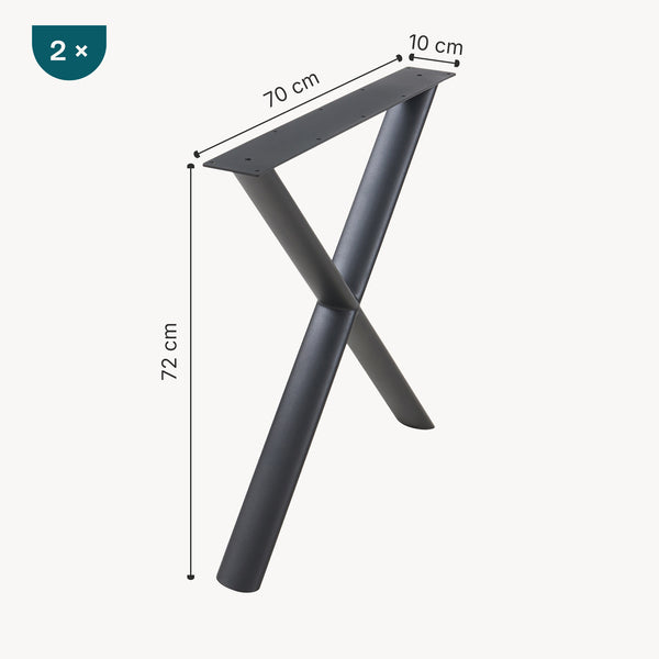 Klixjö bordstel sæt af 2 stål 72x70x10 cm sort [en.casa]