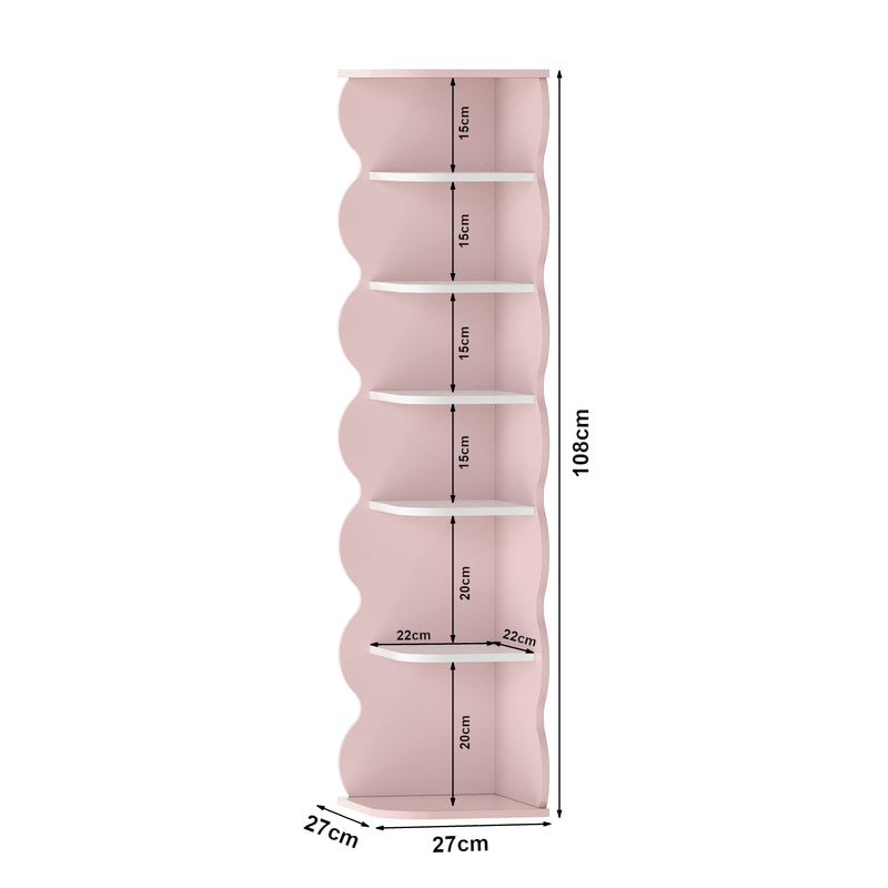 Målskitse Børnehjørnehylde Vestnes 108x27x27 cm Cotton Candy/White [en.casa]