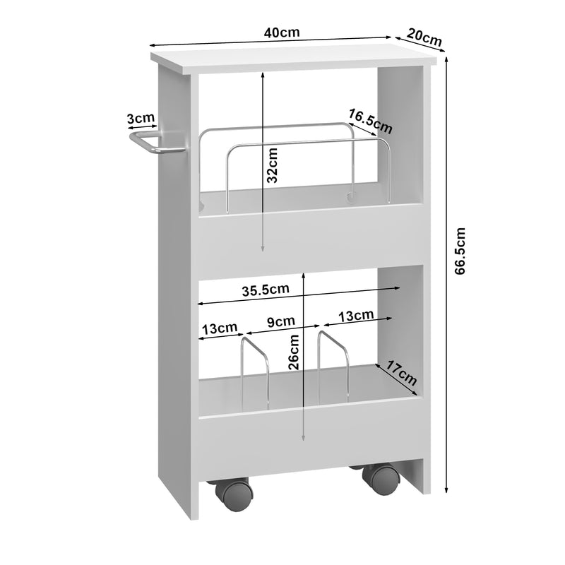 Målskitse Trolley Katra 67x40x20 cm Hvid [en.casa]