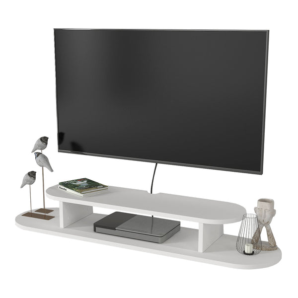 Hængende tv-hylde Targema 120x30x16 cm Hvid [en.casa]