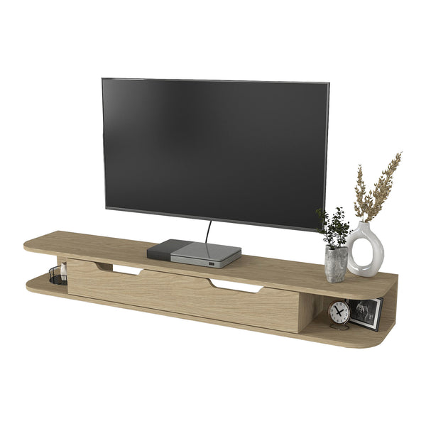 Hængende TV-lavtavle Karjali 150x30x19 cm egetræslook [en.casa]