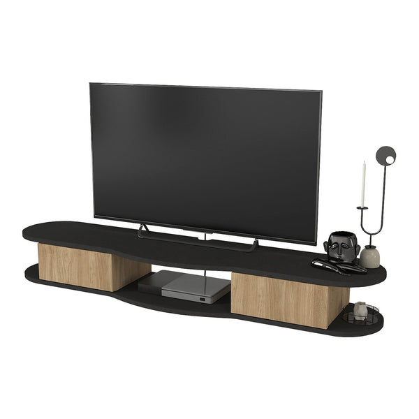 Hængende tv-lavtavle Nyskiri 150x35x19 cm antracit/eg-look [en.casa]