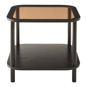 Latama sidebord med glasplade 51x51x45 cm sort/bronze glas [en.casa]