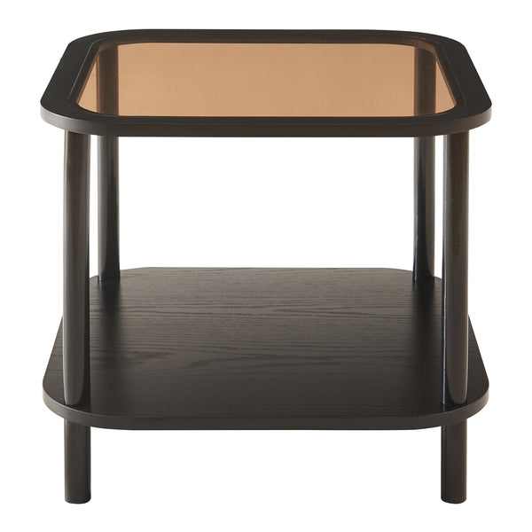 Latama sidebord med glasplade 51x51x45 cm sort/bronze glas [en.casa]