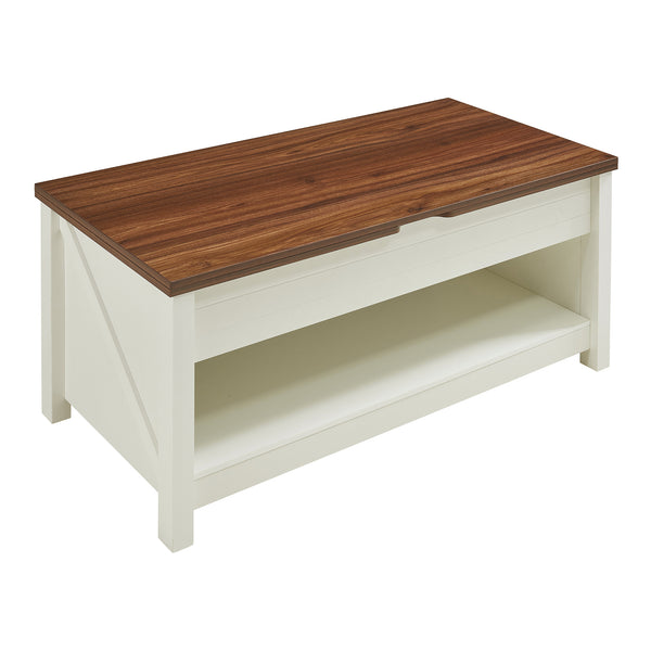 Kasama sofabord med løfteplade og opbevaringsplads 110x55x54 cm valnøddelook/hvid [en.casa]