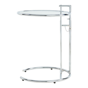 Højdejusterbart sidebord Stare 50x57-77 cm glas transparent/kromfarvet [en.casa]