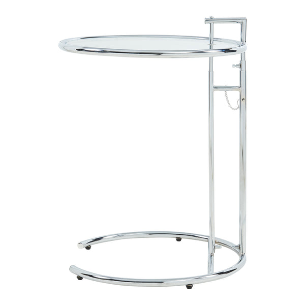 Højdejusterbart sidebord Stare 50x57-77 cm glas transparent/kromfarvet [en.casa]