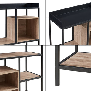 Stående hylde Belana 137x70x33 cm sort/eg-look [en.casa]