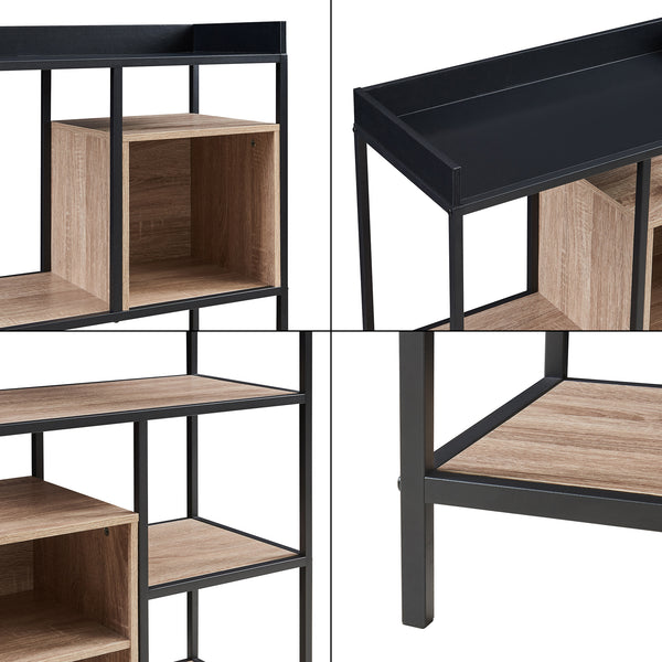 Stående hylde Belana 137x70x33 cm sort/eg-look [en.casa]