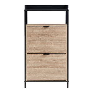 Belana skovogn med 2 klapper 116x60x24 cm sort/eg-look [en.casa]
