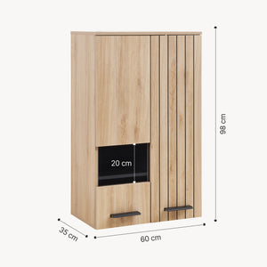 Vægskab burl 98x60x38 cm egetræslook [en.casa]