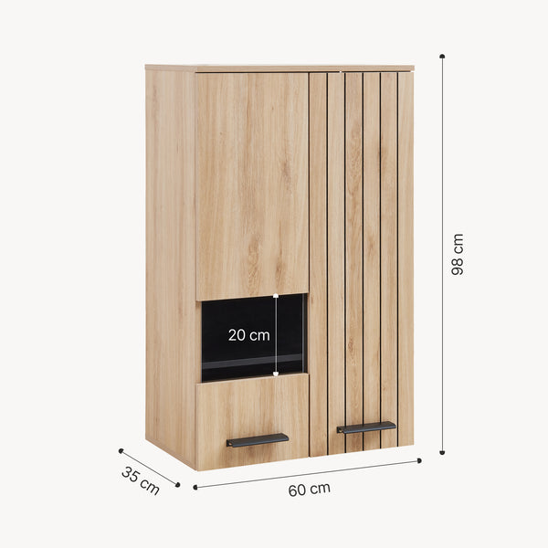 Vægskab burl 98x60x38 cm egetræslook [en.casa]