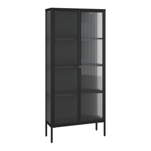 Vitrineskab Vinterhavn 180x80x35 cm stål sort [en.casa]