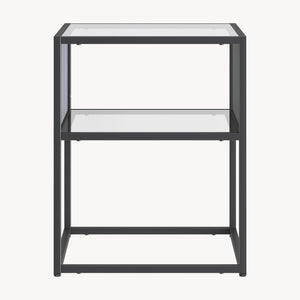 Tronevn sidebord med glasplade 50x40x40 cm sort [en.casa]