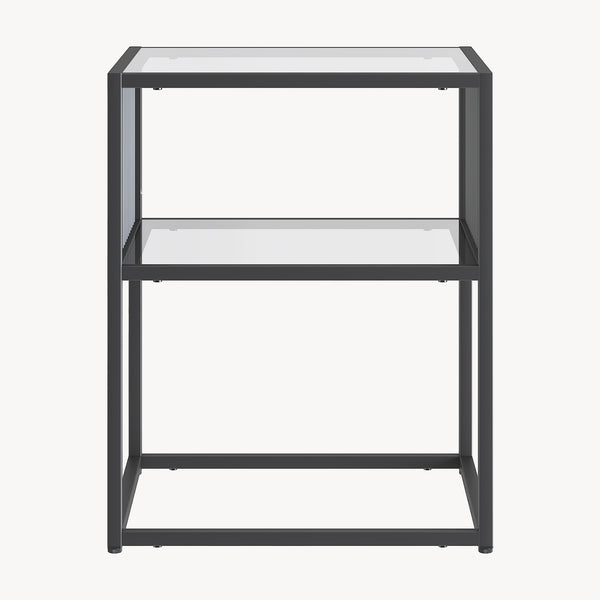 Tronevn sidebord med glasplade 50x40x40 cm sort [en.casa]