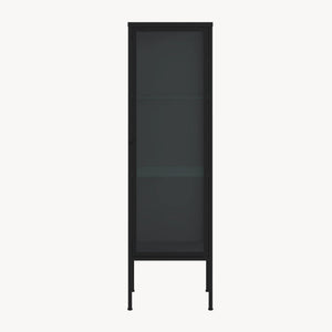 Borshavisa vitrineskab 116x34x30 cm stål sort [en.casa]