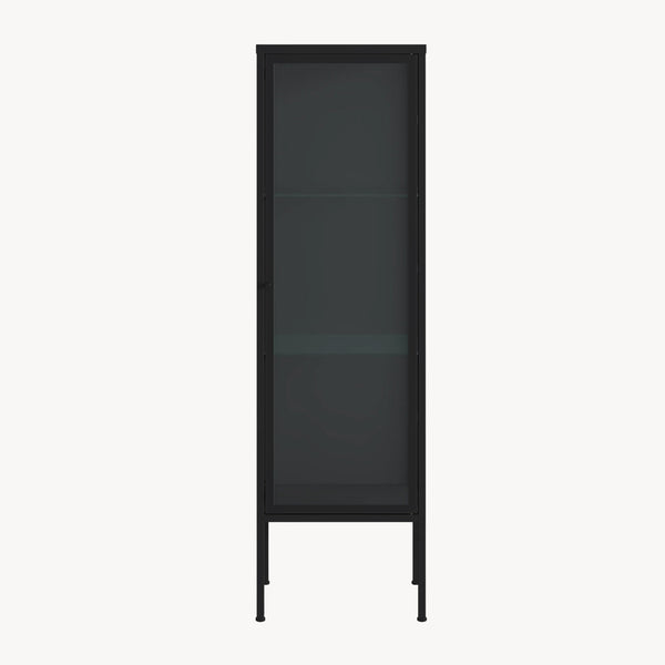 Borshavisa vitrineskab 116x34x30 cm stål sort [en.casa]