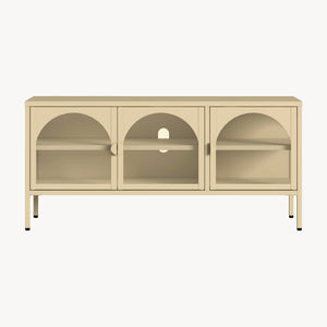 Vitrineskab-Sideboard Klippestad Stål 118x35x55 cm Kamel Farve [en.casa]