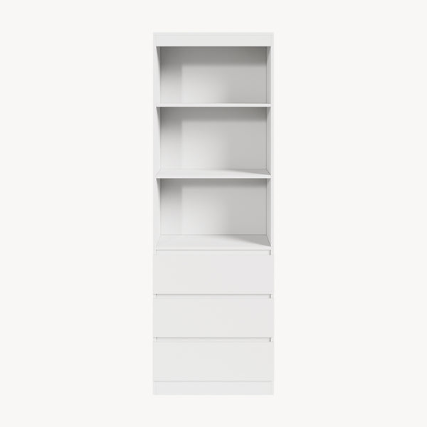 Les reol med 3 skuffer 180x60x35 cm Hvid [en.casa]