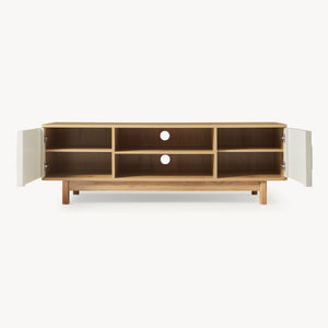 TV-møbel Ferrersp med 2 døre 140x40x45 cm egetræslook/sandfarver [en.casa].