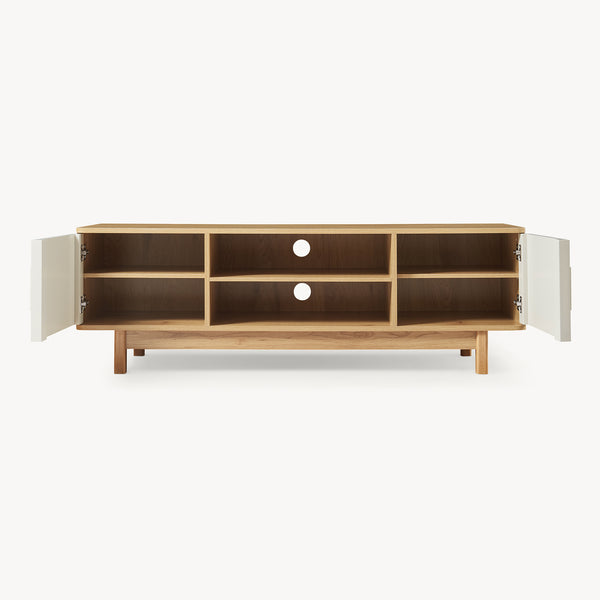 TV-møbel Ferrersp med 2 døre 140x40x45 cm egetræslook/sandfarver [en.casa].