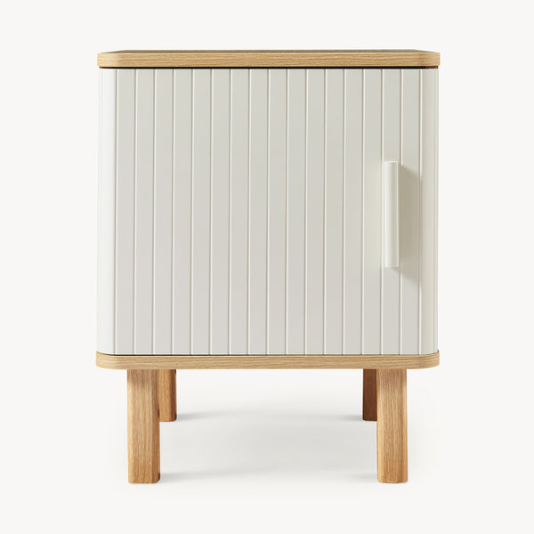 Ferrersp sengeskab med låge 50x40x40 cm egetræslook/sandfarver [en.casa]