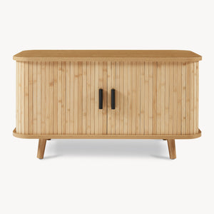 Skoskab med sædehynde Tvedestrand 50x80x40 cm Bambus/Beige [en.casa]
