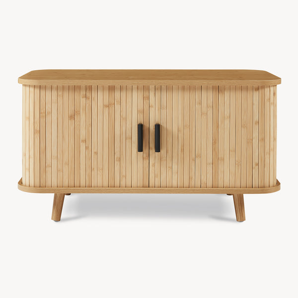 Skoskab med sædehynde Tvedestrand 50x80x40 cm Bambus/Beige [en.casa]