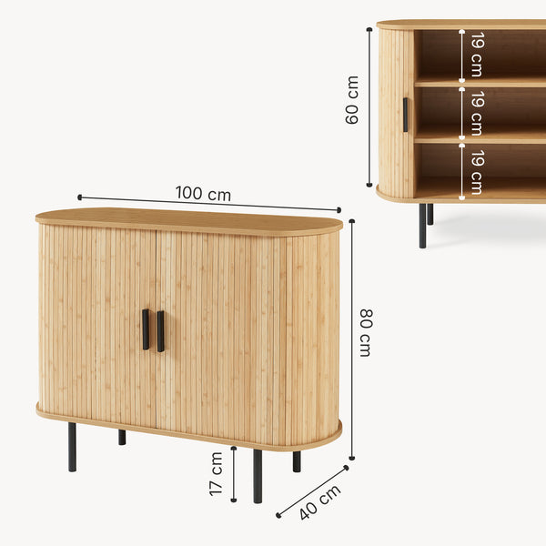 Skab Tvedestrand 100x40x80 cm Natur/Svart [en.casa]