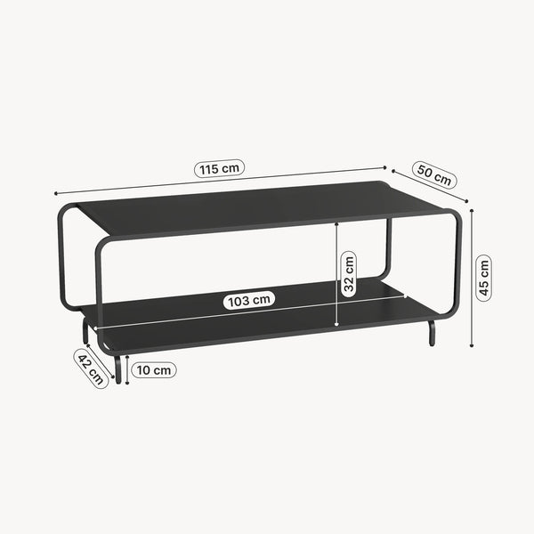 Sofabord Færder 115x50x45 cm stål sort [en.casa]