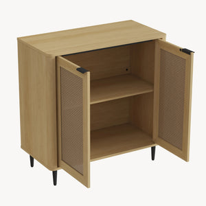 Skænk Lukhomso 83x80x40 cm egetræslook/rattan-look [en.casa]