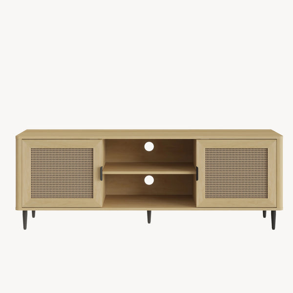 TV-skab Lukhomso 152x40x54 cm egetræslook/rattan-look [en.casa]