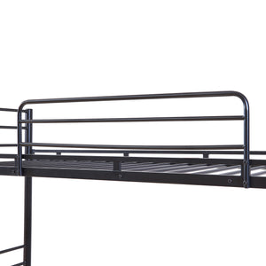 Bevapis køjeseng i metal med 2 madrasser 90x200 cm sort [en.casa]