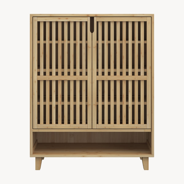 Skoskab Sirgerg 91x72x35 cm naturlig bambus [en.casa]