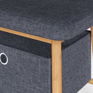 Vad bænk med 2 opbevaringsbokse 90x30x45 cm natur/grå [en.casa]