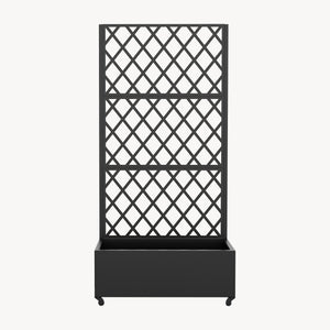 Skillevæg Malja med blomsterkasse i stål 190x82x38 cm sort [casa.pro].