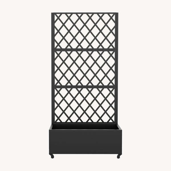 Skillevæg Malja med blomsterkasse i stål 190x82x38 cm sort [casa.pro].